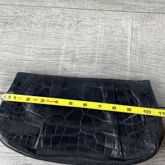 Furla Croc Embossed Black Clutch Bag - Picture 12 of 13